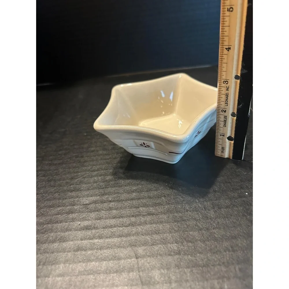 Longaberger Pottery  Traditions Small Holiday Star Dip Bowl Heritage Red